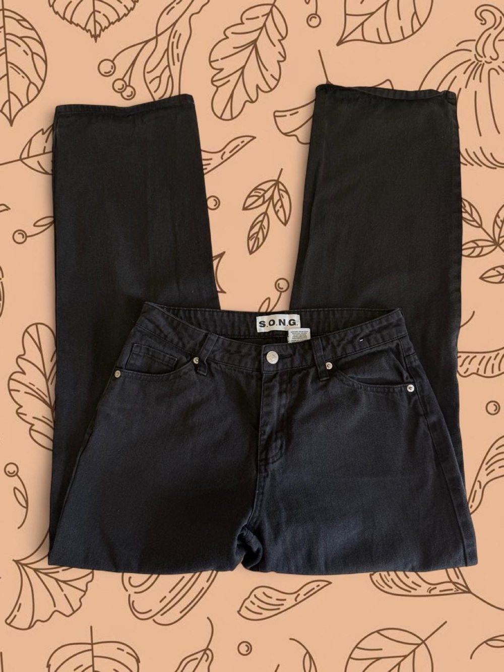 Song black high-waisted straight-leg jeans Size1/25